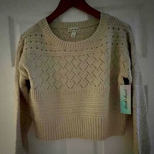 Derek Heart Beige Knit Crew Neck Sweater